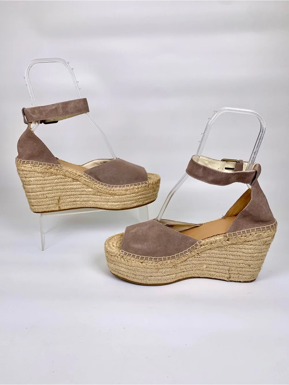 NEW! Soludos Positano Womens Platform Wedge Sandals Size 11.0 M, ASH Brown Suede